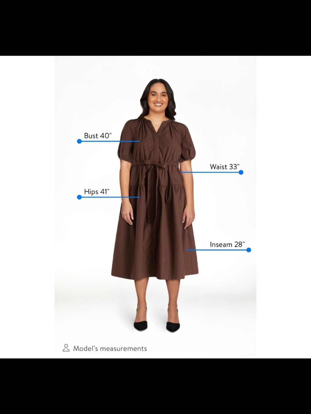 Free Assembly Women's and Women's Plus Cotton Midi Dress w/ Puff Sleeves - Picture 3 of 4